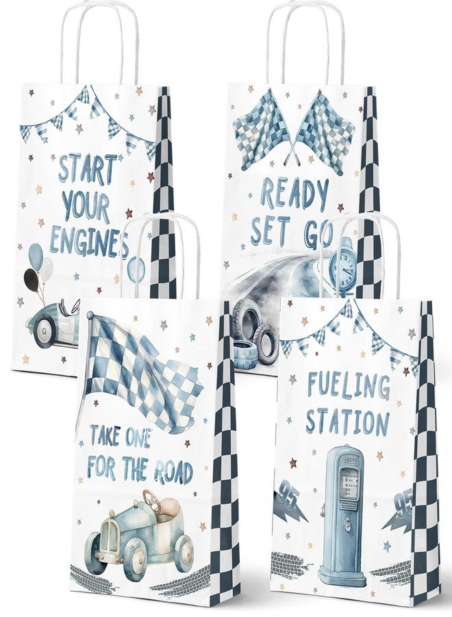 HaPiBiDesign 24 Pack Race Car Party Gift Bags, Vintage Racing Paper Favor Bags with Handles, Ready Set Go Birthday Party Supplies for Boys Racing Theme - Image 1